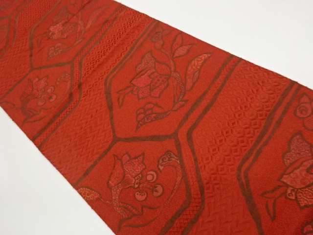 JAPANESE KIMONO / FLOWER LEAF / WATER CHESTNUT WEAVE NAGOYA OBI